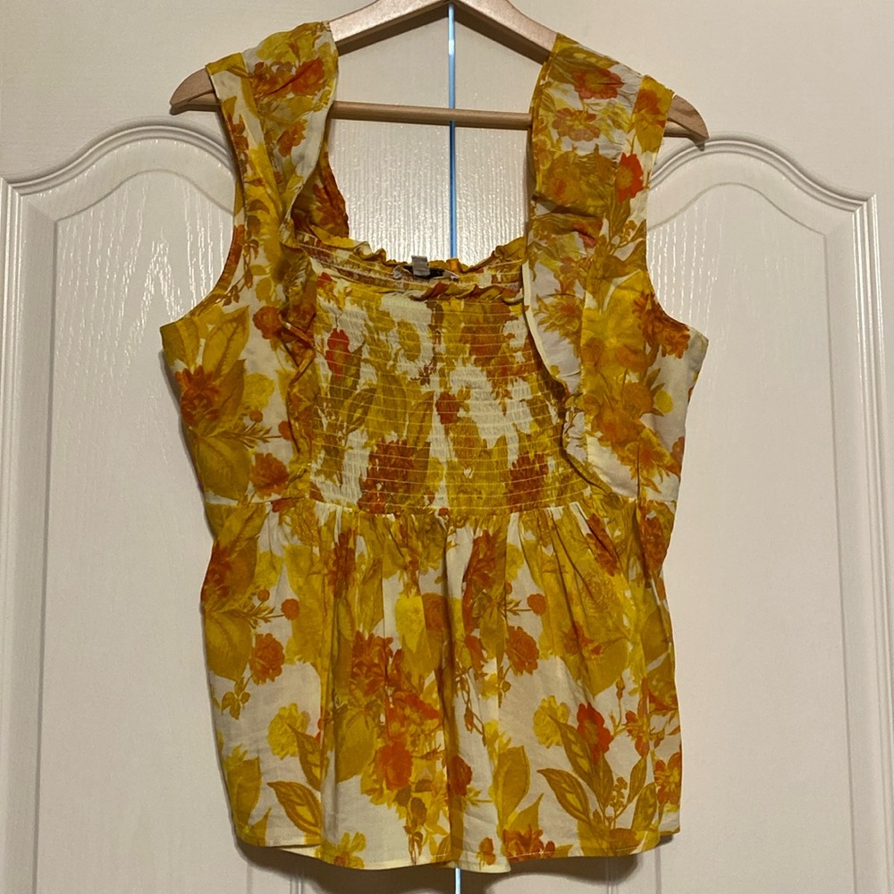 Rose & Olive Orange and Golden Floral Tank